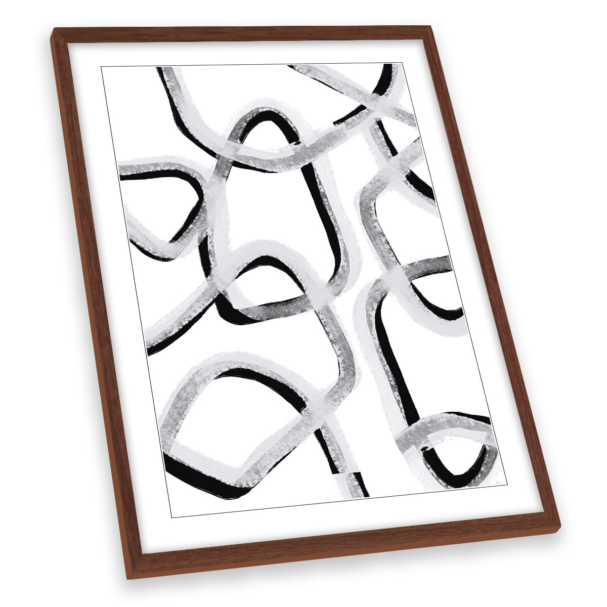 Abstract Chains Grey and Black Modern FRAMED ART PRINT Picture Portrait Artwork