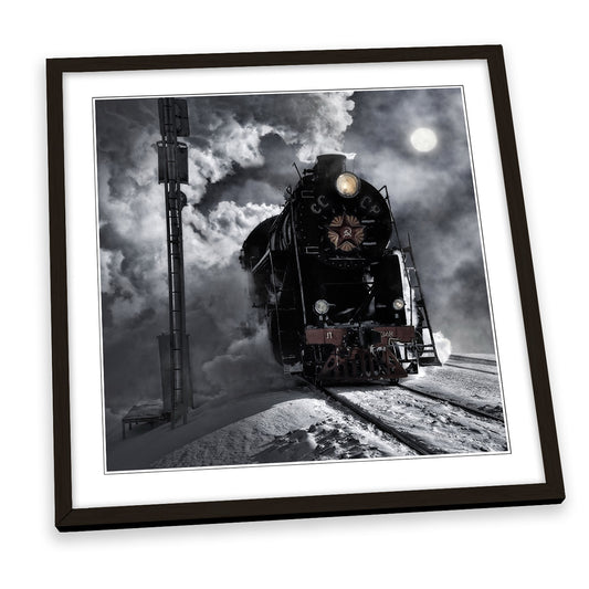 Witness Steam Engine Train FRAMED ART PRINT Picture Square Artwork