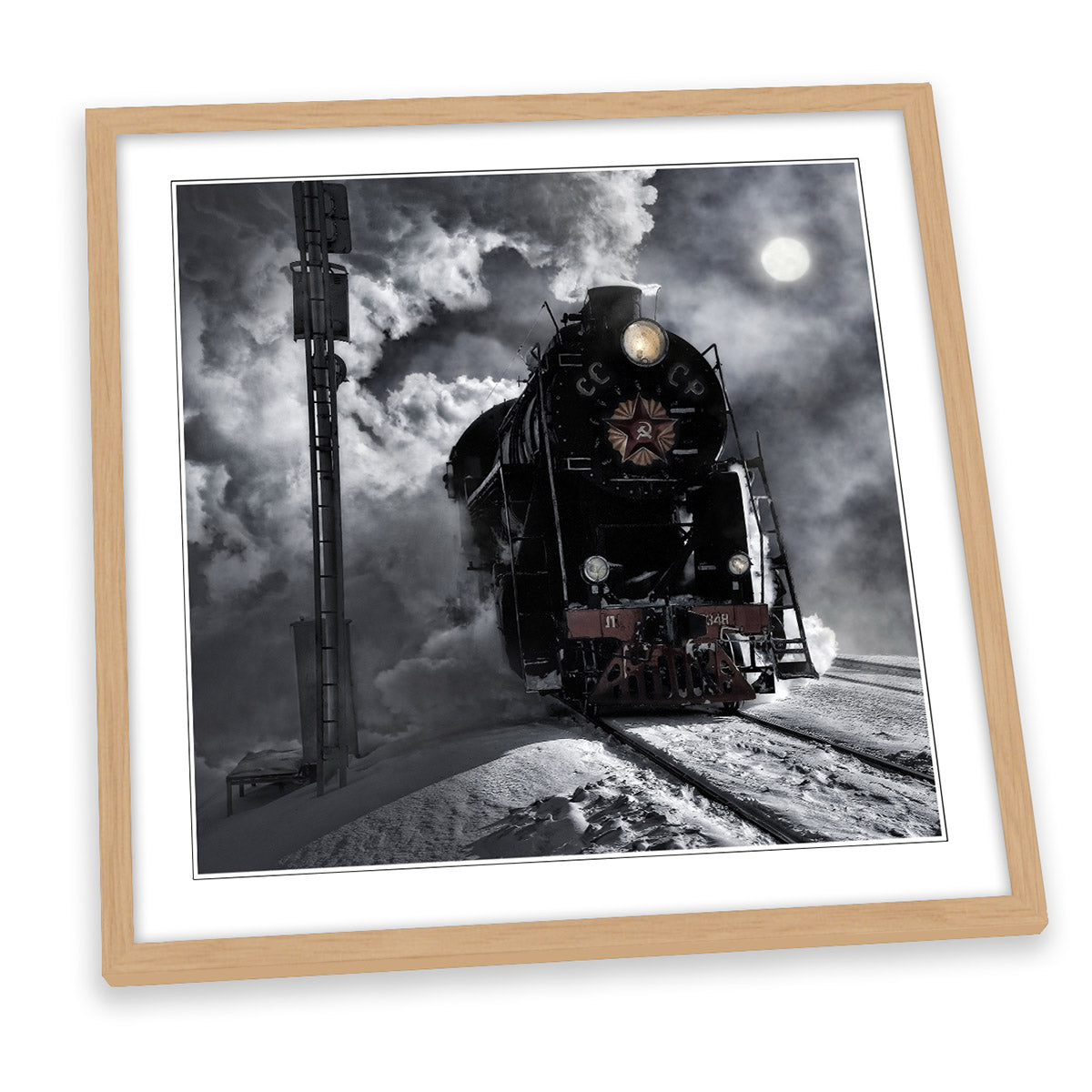 Witness Steam Engine Train FRAMED ART PRINT Picture Square Artwork