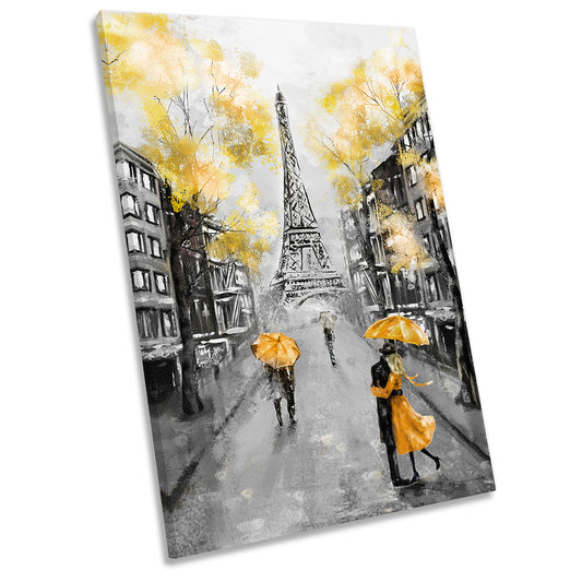 Yellow Paris Eiffel Tower CANVAS WALL ARTWORK Portrait Print Art
