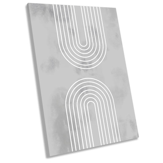 Abstract Arches in Ice Geometry Grey CANVAS WALL ART Portrait Picture Print
