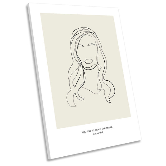 You Are So Much Stronger Motivational Beige CANVAS WALL ART Portrait Picture Print