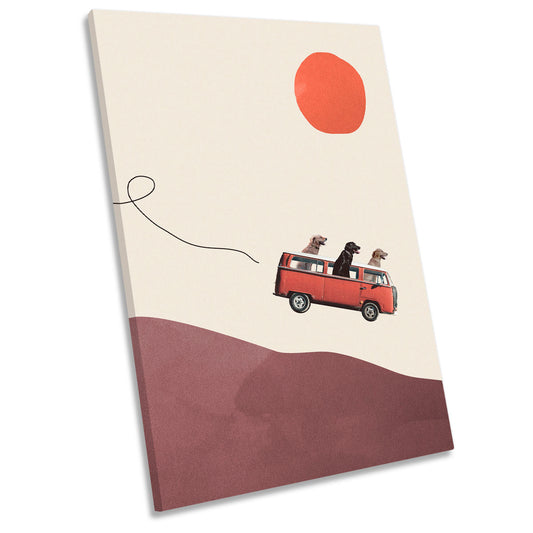 Adventure Gang Road Trip Dogs Modern CANVAS WALL ART Portrait Picture Print