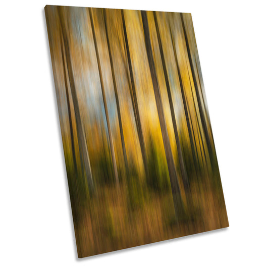 Abstract Yellow Trees Forest CANVAS WALL ART Portrait Picture Print