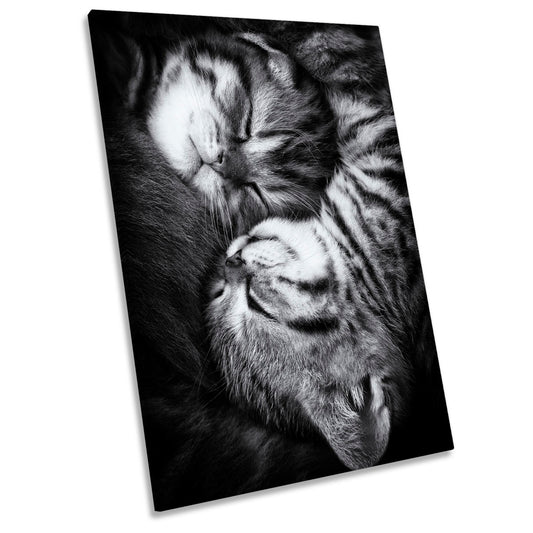 Yin and Yang Cute Sleeping Cats Kitten Family CANVAS WALL ART Portrait Picture Print