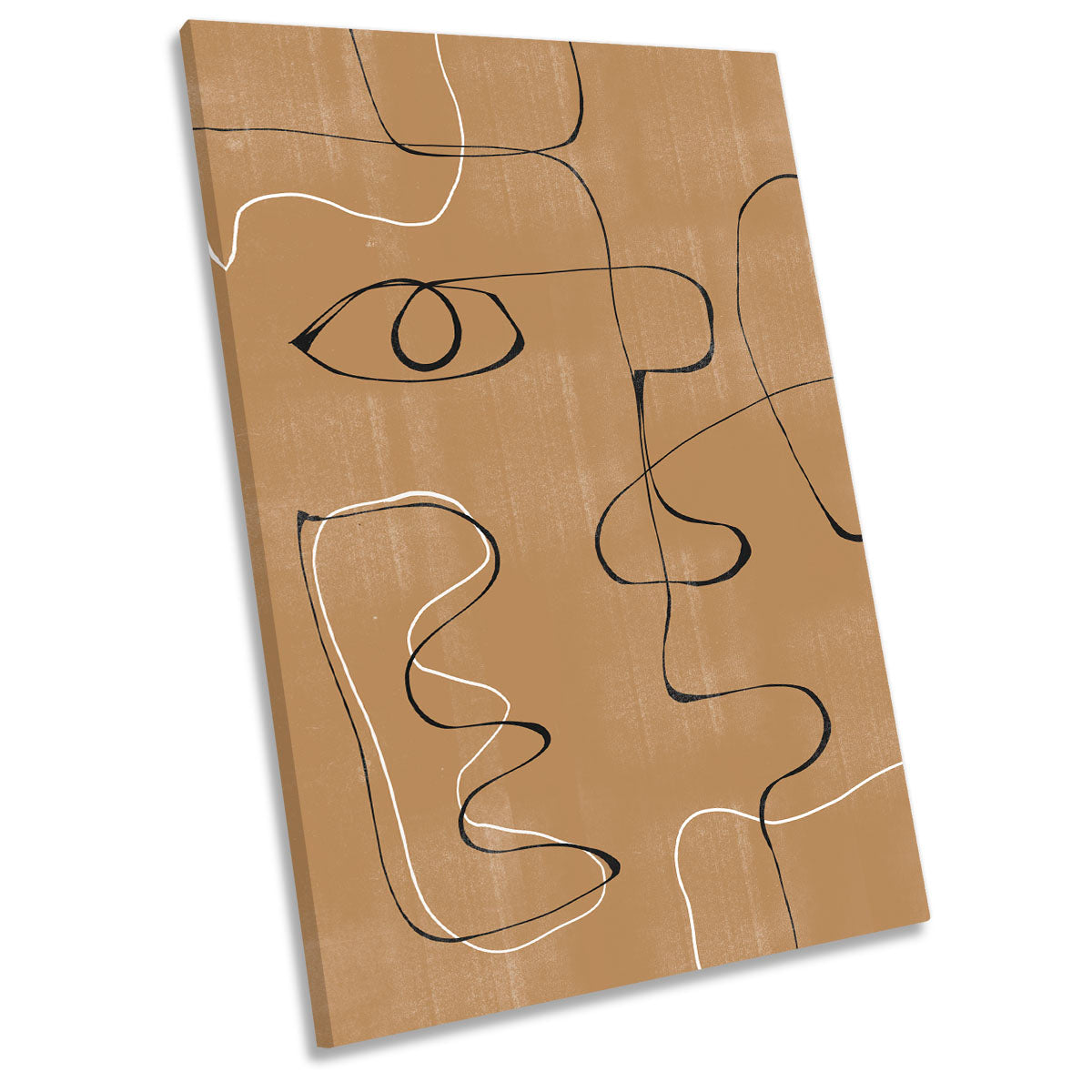 Abstract Face Modern Brown CANVAS WALL ART Portrait Picture Print