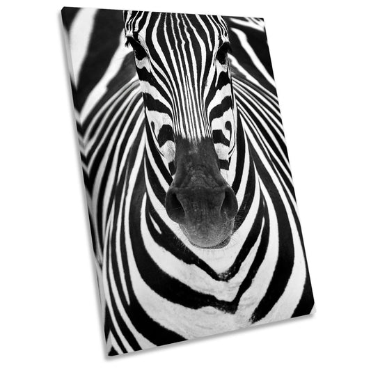 Zebra Stripes Animal Black and White CANVAS WALL ART Portrait Picture Print