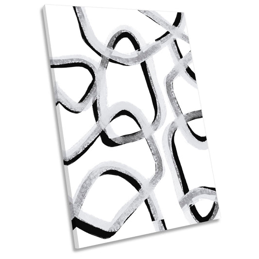 Abstract Chains Grey and Black Modern CANVAS WALL ART Portrait Picture Print