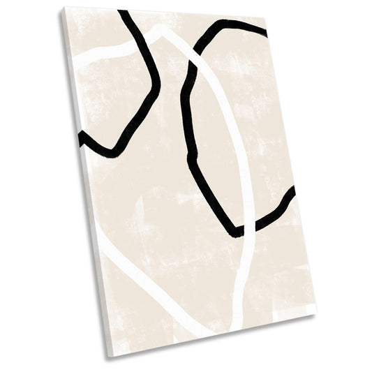 Abstract Trio Beige Shapes and Lines CANVAS WALL ART Portrait Picture Print