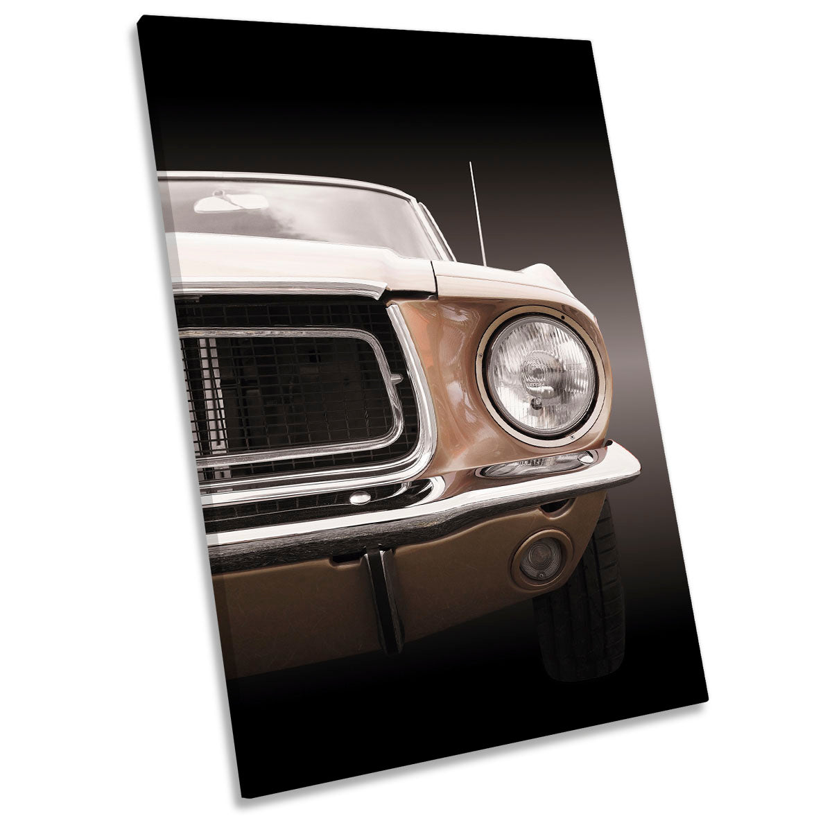 American Classic Car Mustang Coupe 1968 CANVAS WALL ART Portrait Picture Print