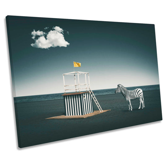 Zebra Style Beach Lifeguard Modern CANVAS WALL ART Print Picture
