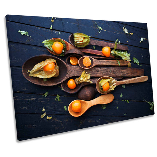Wooden Spoons Fruit Kitchen CANVAS WALL ART Print Picture