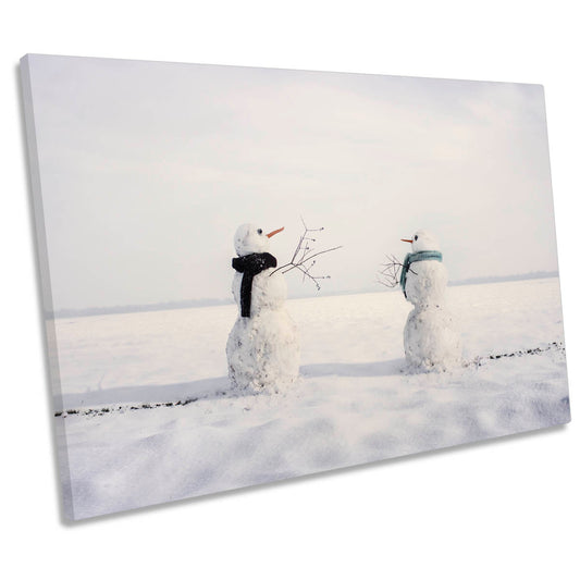 You and I Snowmen Winter Snow CANVAS WALL ART Print Picture