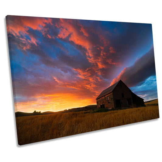 Witness of Sunset Palouse Washington Barn CANVAS WALL ART Print Picture
