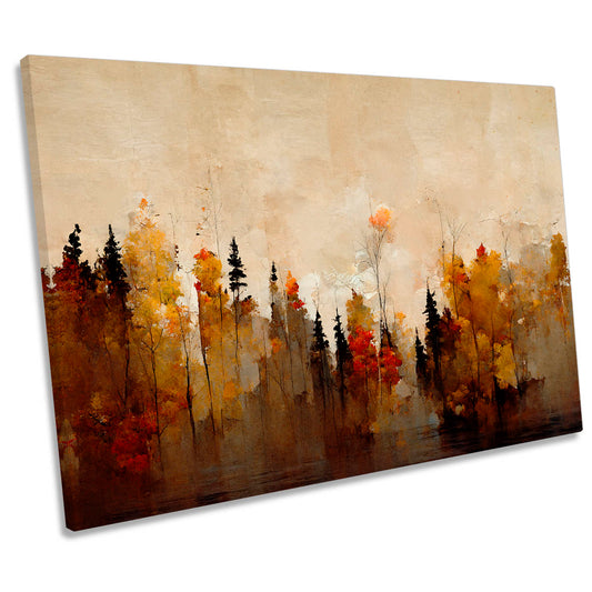 A Forest in Autumn Abstract Modern CANVAS WALL ART Print Picture