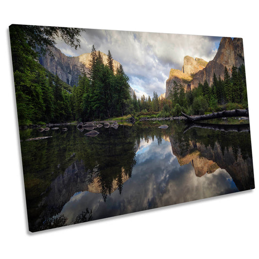 Yosemite Mountains Lake Landscape CANVAS WALL ART Print Picture