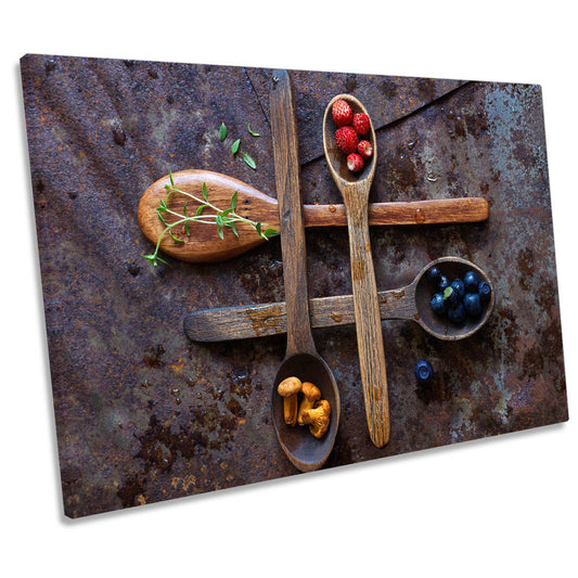 Wooden Spoons Still Life Food Kitchen CANVAS WALL ART Print Picture