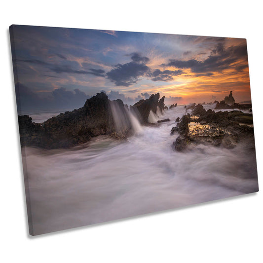 Yin a Yang Seascape Sunset CANVAS WALL ART Print Picture