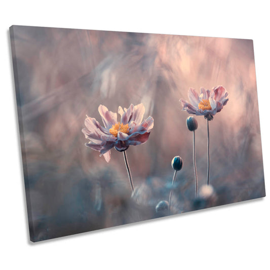 With Love Pink Floral Flowers CANVAS WALL ART Print Picture