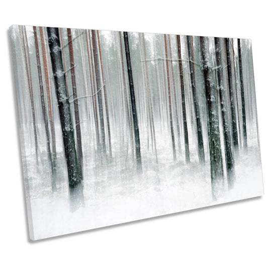 Winter Forest Snowy Landscape White CANVAS WALL ART Print Picture