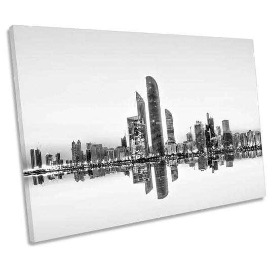Abu Dhabi City Skyline Reflection CANVAS WALL ART Print Picture