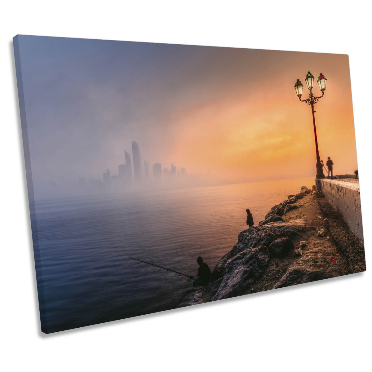 Abu Dhabi City Skyline Foggy Sunset CANVAS WALL ART Print Picture