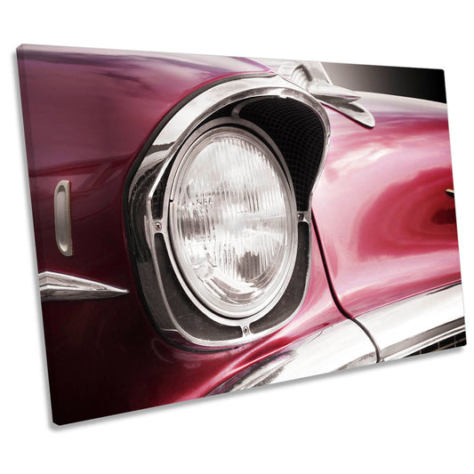 American Classic Car Bel Air 1957 Headlight CANVAS WALL ART Print Picture