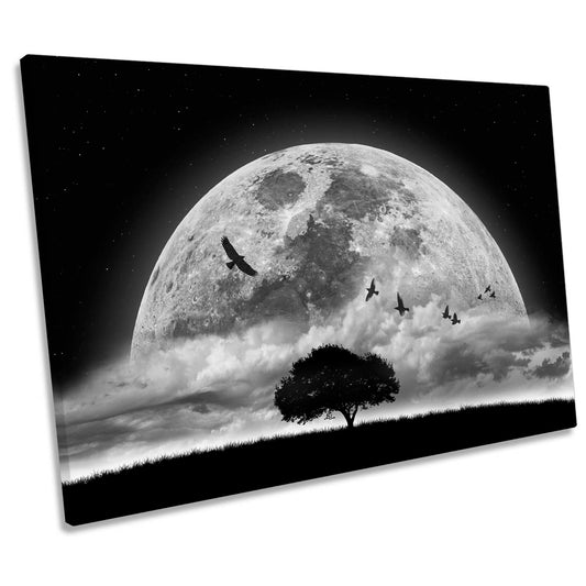 A Dream Moon Birds Fantasy CANVAS WALL ART Print Picture