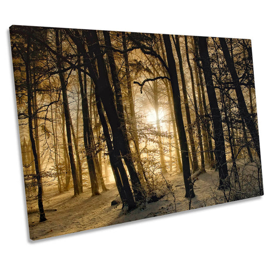 Winter Morning Forest Sunrise CANVAS WALL ART Print Picture