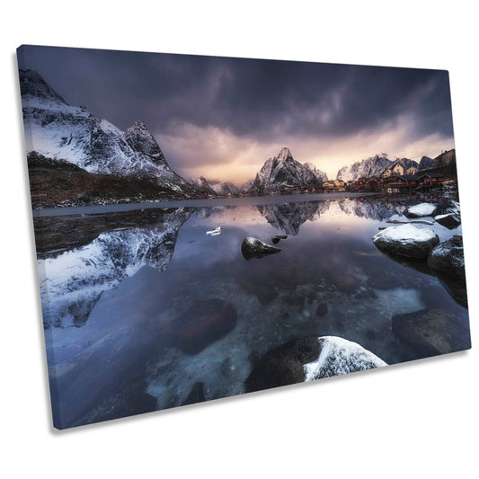 Winter Light Mountains Snow Landscape CANVAS WALL ART Print Picture