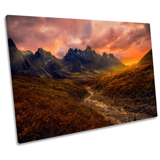 Yukon Sunset Canada Mountains Landscape CANVAS WALL ART Print Picture